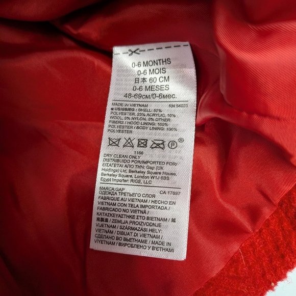 GAP Baby Girl Coat Red Color Size 0-6 Months Super Cute ! - Picture 5 of 6